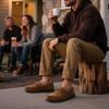 image:imageULTRAIDEAS Mens Luke Moccasin Slippers Memory Foam Cozy House Slippers Warm Comfy Slippers for Men Indoor Outdoor Loafer AntiSlip Home ShoesTan