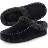 image:imageULTRAIDEAS Mens Warm Fuzzy Moccasin Clog Slipper Slip on Winter Comfy IndoorOutdoor House ShoesBlack