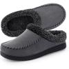 image:imageULTRAIDEAS Mens Warm Fuzzy Moccasin Clog Slipper Slip on Winter Comfy IndoorOutdoor House ShoesDark Grey