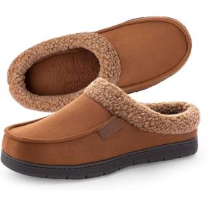 image:imageULTRAIDEAS Mens Warm Fuzzy Moccasin Clog Slipper Slip on Winter Comfy IndoorOutdoor House ShoesChestnut