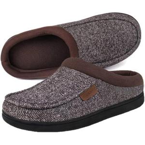 image:imageULTRAIDEAS Mens Warm Fuzzy Moccasin Clog Slipper Slip on Winter Comfy IndoorOutdoor House ShoesCoffeeGray