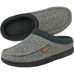 image:imageULTRAIDEAS Mens Warm Fuzzy Moccasin Clog Slipper Slip on Winter Comfy IndoorOutdoor House ShoesGreen