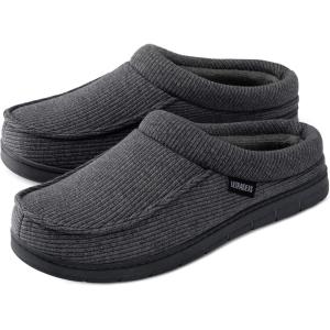 image:imageULTRAIDEAS Mens Warm Fuzzy Moccasin Clog Slipper Slip on Winter Comfy IndoorOutdoor House ShoesKnit Grey