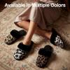 image:imageULTRAIDEAS Womens Leopard Print Fuzzy Slippers Warm Cozy House Slippers Memory Foam NonSlip Rubber Sole House Shoes Indoor Outdoor Plush Home Slippers for WomenBlack Leopard