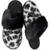 image:imageULTRAIDEAS Womens Leopard Print Fuzzy Slippers Warm Cozy House Slippers Memory Foam NonSlip Rubber Sole House Shoes Indoor Outdoor Plush Home Slippers for WomenBlack Leopard