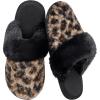 image:imageULTRAIDEAS Womens Leopard Print Fuzzy Slippers Warm Cozy House Slippers Memory Foam NonSlip Rubber Sole House Shoes Indoor Outdoor Plush Home Slippers for WomenBrown Leopard