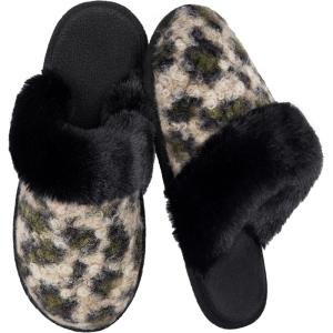 image:imageULTRAIDEAS Womens Leopard Print Fuzzy Slippers Warm Cozy House Slippers Memory Foam NonSlip Rubber Sole House Shoes Indoor Outdoor Plush Home Slippers for WomenCamouflage Leopard