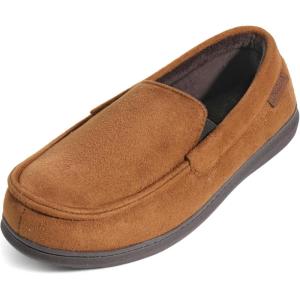 image:imageULTRAIDEAS Mens MocToe Slippers Loafer House Shoes Indoor Outdoor Memory Foam with BreathableampWarm Knit UpperCamel