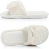 image:imageNineCiFun Cute Bow Womens Slippers  Open Toe Cozy House Slippers Soft Memory Foam NonSlip Indoor Slides Slip On Gifts for WomanBeige