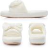 image:imageNineCiFun Cute Womens Bow Slippers with Memory Foam Cozy Soft OpenToe Slipper NonSlip for Indoor and Outdoor Plush Coral Fleece House ShoesBeige
