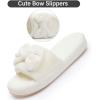 image:imageNineCiFun Cute Womens Bow Slippers with Memory Foam Cozy Soft OpenToe Slipper NonSlip for Indoor and Outdoor Plush Coral Fleece House ShoesBeige