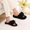 image:imageNineCiFun Cute Womens Bow Slippers with Memory Foam Cozy Soft OpenToe Slipper NonSlip for Indoor and Outdoor Plush Coral Fleece House ShoesBlack