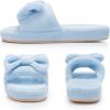 image:imageNineCiFun Cute Womens Bow Slippers with Memory Foam Cozy Soft OpenToe Slipper NonSlip for Indoor and Outdoor Plush Coral Fleece House ShoesBlue