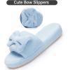 image:imageNineCiFun Cute Womens Bow Slippers with Memory Foam Cozy Soft OpenToe Slipper NonSlip for Indoor and Outdoor Plush Coral Fleece House ShoesBlue
