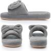 image:imageNineCiFun Cute Womens Bow Slippers with Memory Foam Cozy Soft OpenToe Slipper NonSlip for Indoor and Outdoor Plush Coral Fleece House ShoesGrey