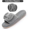 image:imageNineCiFun Cute Womens Bow Slippers with Memory Foam Cozy Soft OpenToe Slipper NonSlip for Indoor and Outdoor Plush Coral Fleece House ShoesGrey
