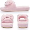 image:imageNineCiFun Cute Womens Bow Slippers with Memory Foam Cozy Soft OpenToe Slipper NonSlip for Indoor and Outdoor Plush Coral Fleece House ShoesPink