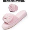 image:imageNineCiFun Cute Womens Bow Slippers with Memory Foam Cozy Soft OpenToe Slipper NonSlip for Indoor and Outdoor Plush Coral Fleece House ShoesPink