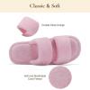 image:imageNineCiFun House Slippers for Women Double Band Open Toe Slides with Lightweight Breathable Memory Foam and Soft Coral Fleece NonSlip Indoor Home ShoesPink