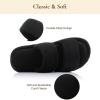 image:imageNineCiFun House Slippers for Women Double Band Open Toe Slides with Lightweight Breathable Memory Foam and Soft Coral Fleece NonSlip Indoor Home ShoesBlack