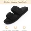 image:imageNineCiFun House Slippers for Women Double Band Open Toe Slides with Lightweight Breathable Memory Foam and Soft Coral Fleece NonSlip Indoor Home ShoesBlack