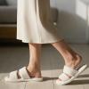 image:imageNineCiFun House Slippers for Women Double Band Open Toe Slides with Lightweight Breathable Memory Foam and Soft Coral Fleece NonSlip Indoor Home ShoesWhite