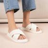image:imageNineCiFun Womens Cross Band Open Toe Slippers with Memory Foam Comfort Cotton Slipper Indoor Outdoor NonSlip Cozy House Slides for WomanBeige