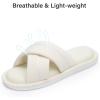 image:imageNineCiFun Womens Cross Band Open Toe Slippers with Memory Foam Comfort Cotton Slipper Indoor Outdoor NonSlip Cozy House Slides for WomanBeige