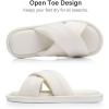 image:imageNineCiFun Womens Cross Band Open Toe Slippers with Memory Foam Comfort Cotton Slipper Indoor Outdoor NonSlip Cozy House Slides for WomanBeige