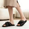 image:imageNineCiFun Womens Cross Band Open Toe Slippers with Memory Foam Comfort Cotton Slipper Indoor Outdoor NonSlip Cozy House Slides for WomanBlack