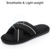 image:imageNineCiFun Womens Cross Band Open Toe Slippers with Memory Foam Comfort Cotton Slipper Indoor Outdoor NonSlip Cozy House Slides for WomanBlack