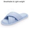 image:imageNineCiFun Womens Cross Band Open Toe Slippers with Memory Foam Comfort Cotton Slipper Indoor Outdoor NonSlip Cozy House Slides for WomanBlue