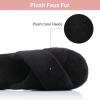 image:imageNineCiFun Womens Fuzzy Slippers with Memory Foam Cross Band Open Toe House Slippers  Cozy Plush Indoor Outdoor Slides NonSlip Comfort for Women Mom Her LadiesBlack