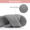 image:imageNineCiFun Womens Fuzzy Slippers with Memory Foam Cross Band Open Toe House Slippers  Cozy Plush Indoor Outdoor Slides NonSlip Comfort for Women Mom Her LadiesGrey