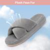 image:imageNineCiFun Womens Fuzzy Slippers with Memory Foam Cross Band Open Toe House Slippers  Cozy Plush Indoor Outdoor Slides NonSlip Comfort for Women Mom Her LadiesGrey