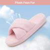 image:imageNineCiFun Womens Fuzzy Slippers with Memory Foam Cross Band Open Toe House Slippers  Cozy Plush Indoor Outdoor Slides NonSlip Comfort for Women Mom Her LadiesPink