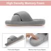 image:imageNineCiFun Womens Fuzzy Slippers with Memory Foam Cross Band Open Toe House Slippers  Cozy Plush Indoor Outdoor Slides NonSlip Comfort for Women Mom Her LadiesGrey