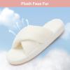image:imageNineCiFun Womens Fuzzy Slippers with Memory Foam Cross Band Open Toe House Slippers  Cozy Plush Indoor Outdoor Slides NonSlip Comfort for Women Mom Her LadiesBeige
