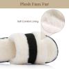 image:imageNineCiFun Womens OpenToe Slippers with Memory Foam Soft Faux Fur SlipOn House Slides for Indoor Outdoor Comfort Cozy Fuzzy Bedroom Shoes for WomenBlack