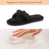 image:imageNineCiFun Womens Opentoe Bow Slippers Memory Foam Indoor House Slides Corduroy Crossband Home Shoes for SummerBlack