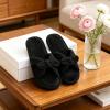 image:imageNineCiFun Womens Opentoe Bow Slippers Memory Foam Indoor House Slides Corduroy Crossband Home Shoes for SummerBlack