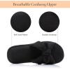 image:imageNineCiFun Womens Opentoe Bow Slippers Memory Foam Indoor House Slides Corduroy Crossband Home Shoes for SummerBlack