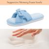 image:imageNineCiFun Womens Opentoe Bow Slippers Memory Foam Indoor House Slides Corduroy Crossband Home Shoes for SummerBlue