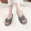 image:imageNineCiFun Womens Opentoe Bow Slippers Memory Foam Indoor House Slides Corduroy Crossband Home Shoes for SummerGrey