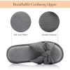 image:imageNineCiFun Womens Opentoe Bow Slippers Memory Foam Indoor House Slides Corduroy Crossband Home Shoes for SummerGrey