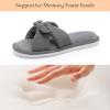 image:imageNineCiFun Womens Opentoe Bow Slippers Memory Foam Indoor House Slides Corduroy Crossband Home Shoes for SummerGrey