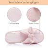 image:imageNineCiFun Womens Opentoe Bow Slippers Memory Foam Indoor House Slides Corduroy Crossband Home Shoes for SummerPink