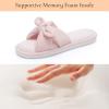 image:imageNineCiFun Womens Opentoe Bow Slippers Memory Foam Indoor House Slides Corduroy Crossband Home Shoes for SummerPink