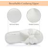 image:imageNineCiFun Womens Opentoe Bow Slippers Memory Foam Indoor House Slides Corduroy Crossband Home Shoes for SummerWhite