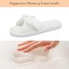 image:imageNineCiFun Womens Opentoe Bow Slippers Memory Foam Indoor House Slides Corduroy Crossband Home Shoes for SummerWhite